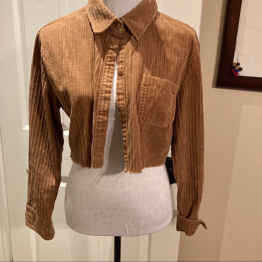 Brown Cropped Corduroy Jacket